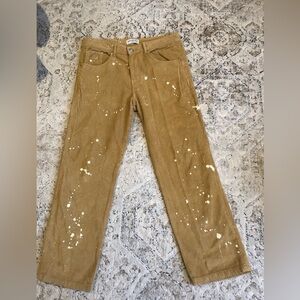 Reputation Studios Men's Corduroy Pants in Tan with Paint Splatter